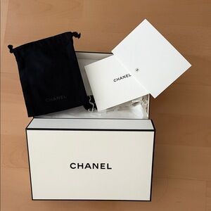 Authentic Chanel Black and White Gift Box with Pouch and blank card/envelope
